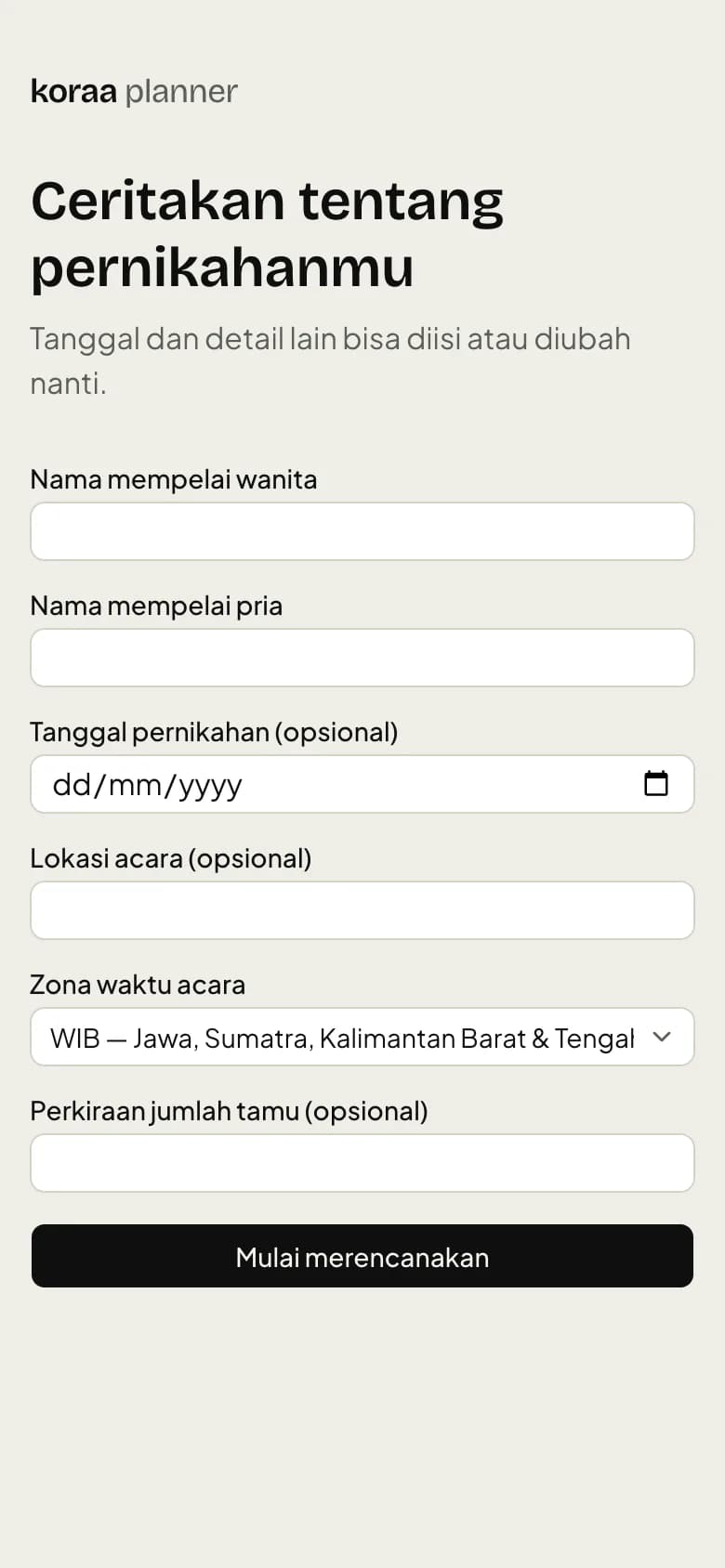 Form membuat pernikahan