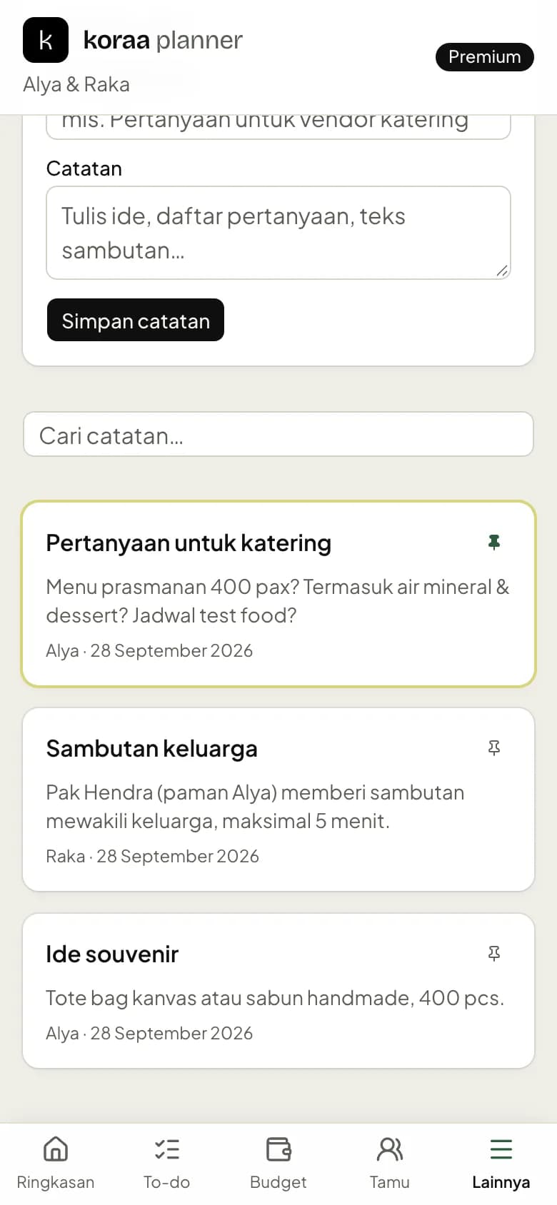 Daftar catatan