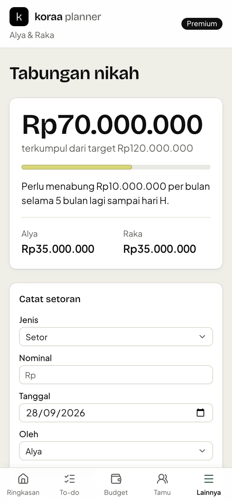 Halaman tabungan nikah