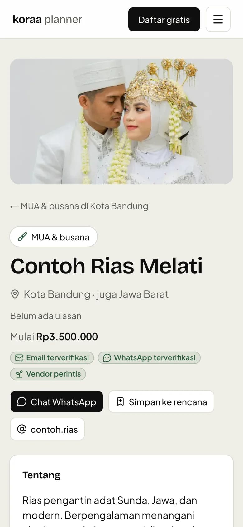 Profil vendor publik di HP