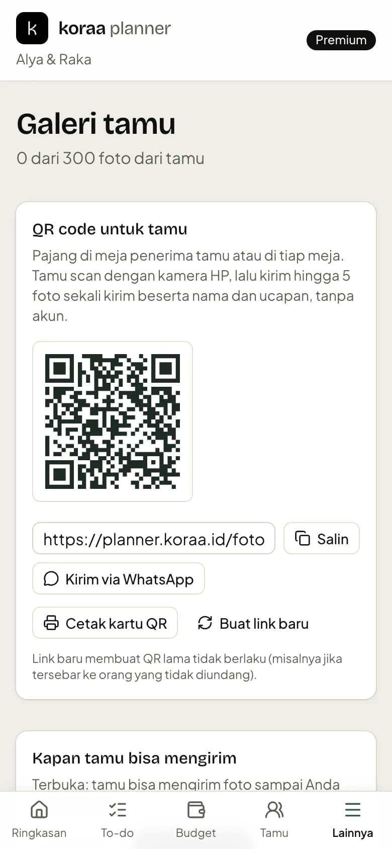 Halaman kelola galeri tamu