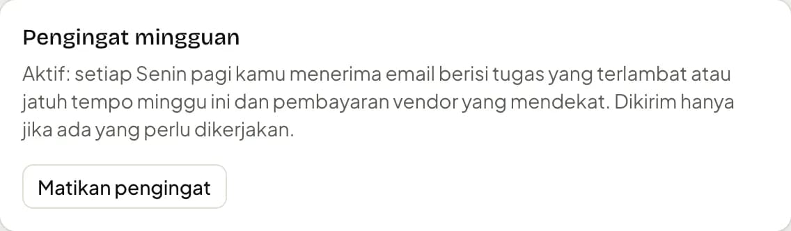 Pengaturan pengingat mingguan